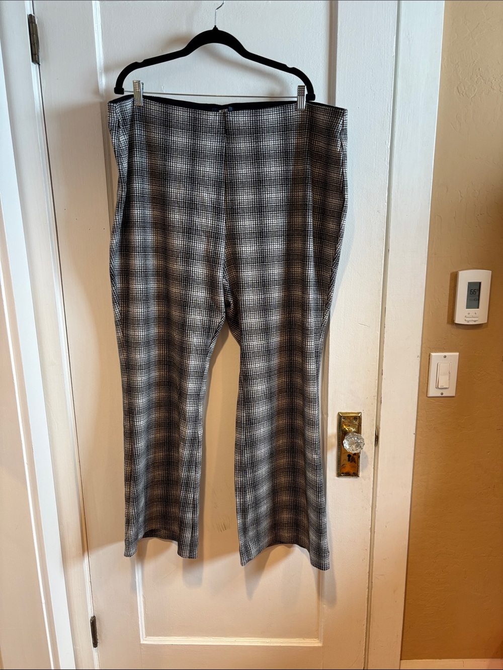 Maeve Gray Black Plaid Wide-Leg Trousers